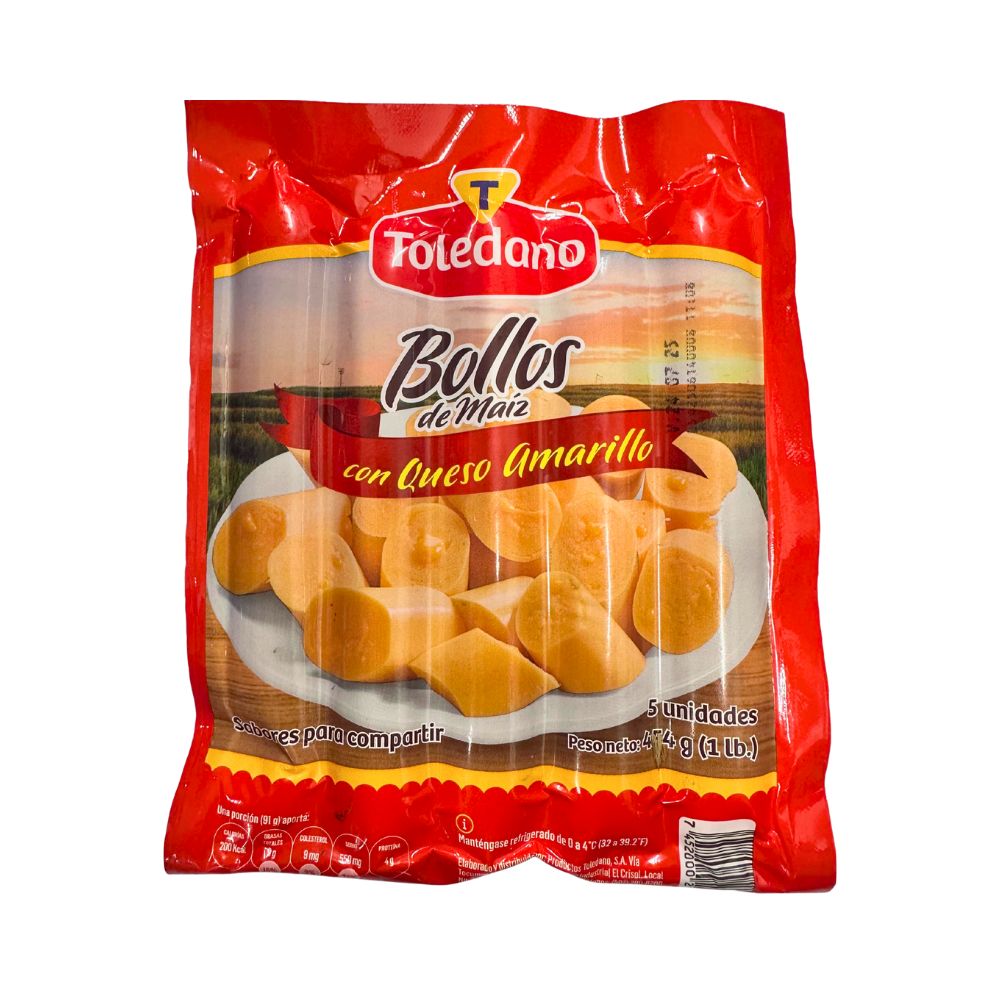 BOLLO DE MAIZ CON QUESO AMARILLO 454 GR 5 UN TOLEDANO