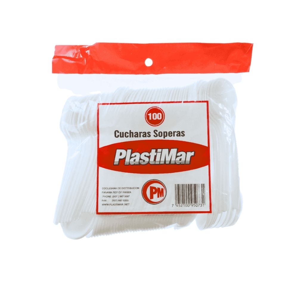 CUCHARAS PLASTICAS SOPERAS 100 UN PLASTIMAR