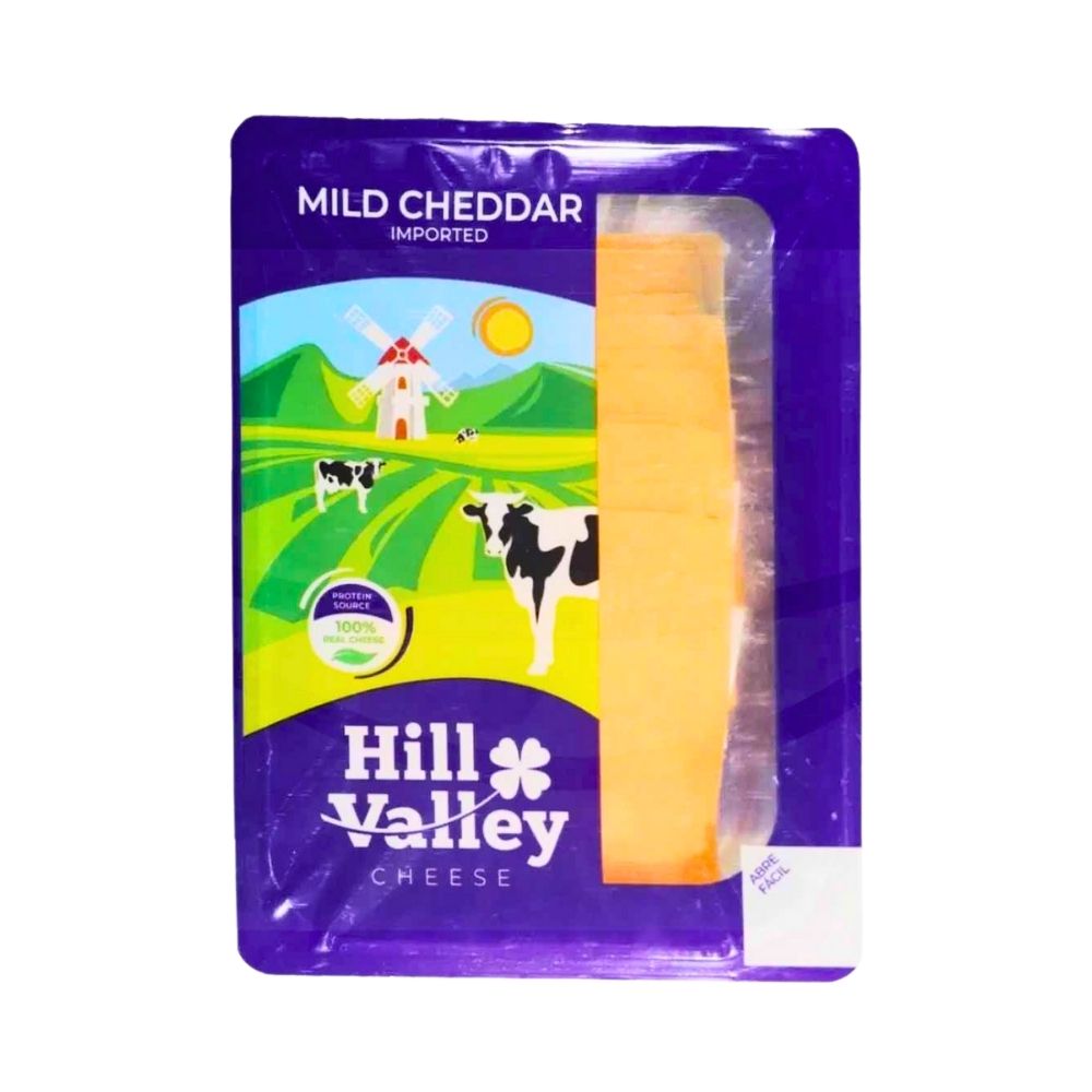 QUESO MILD CHEDDAR IMPORTADO REBANADO 170 GR HILL VALLEY