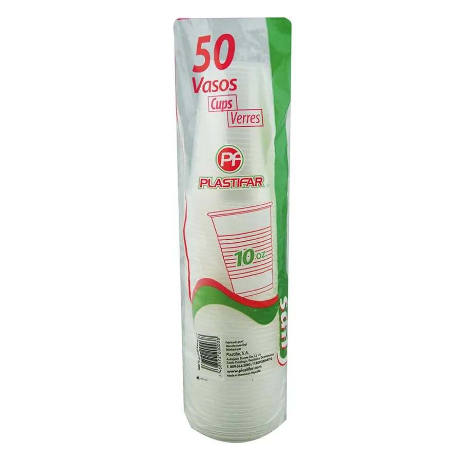 VASOS PLASTICOS 10 OZ 50UN PLASTIFAR