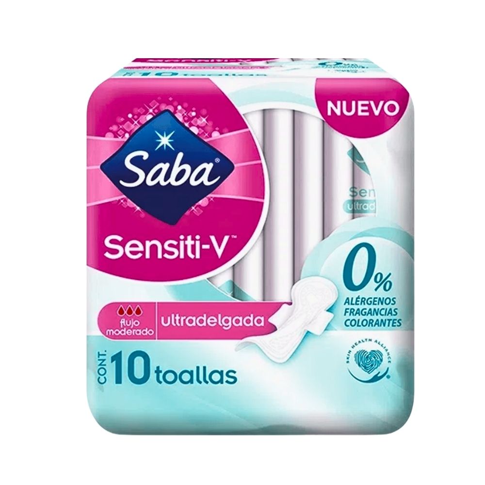 TOALLA SANITARIA SENSITI-V ULTRADELGADA 10 UN SABA