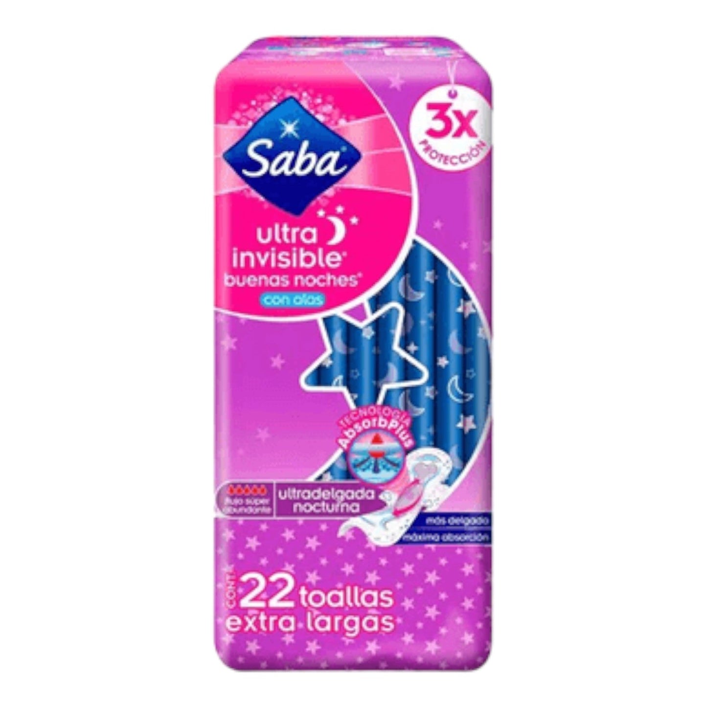 TOALLAS SANITARIAS ULTRADELGADA CON ALAS NOCTURNA BUENAS NOCHES 22 UN SABA