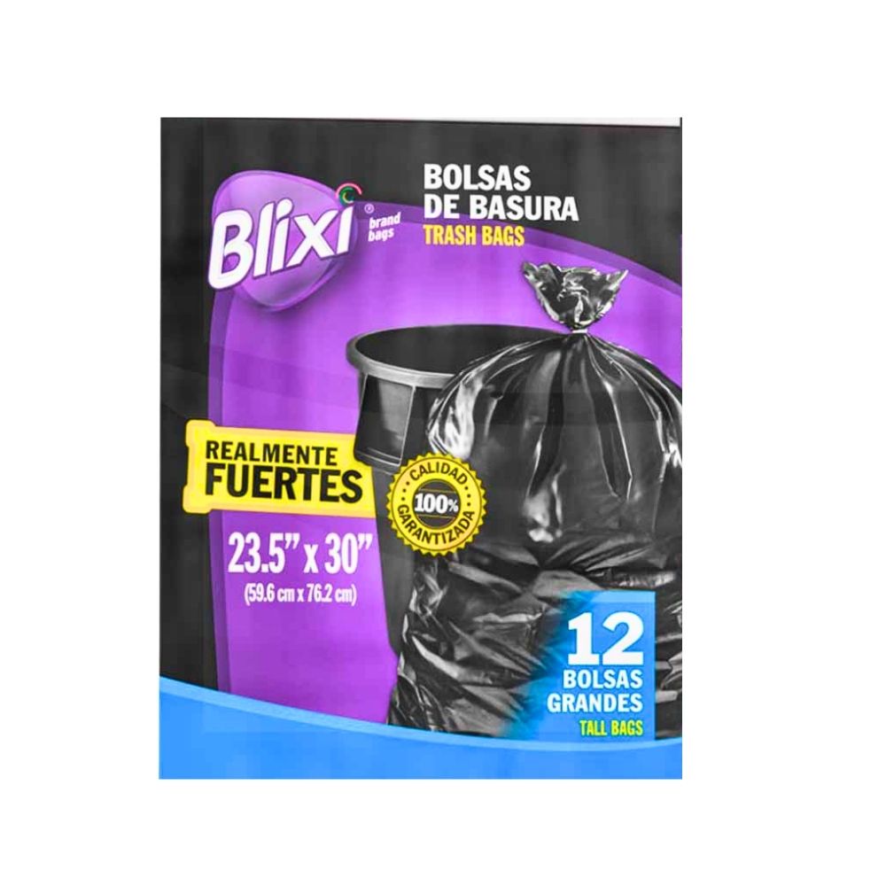 BOLSA NEGRA GRANDE 23.5X30 12 UN BLIXI