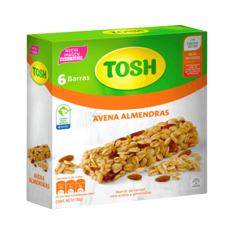 BARRA CEREAL AVENA ALMENDRA 138GR TOSH