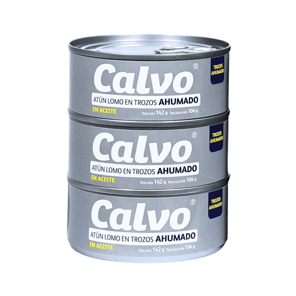 ATÚN LOMO EN TROZOS AHUMADO 3 PACK 142 GR CALVO
