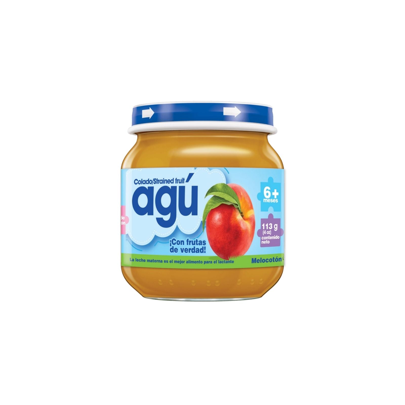 COLADO DE MELOCOTON VIDRIO 113 GR AGU– Super Barú Online