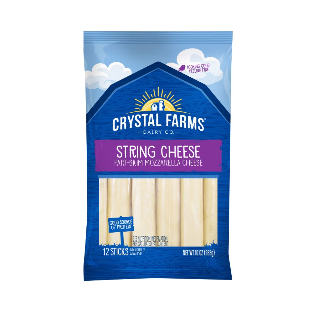 QUESO STRING MOZZARELLA 12 STICKS 10 OZ CRYSTAL FARMS