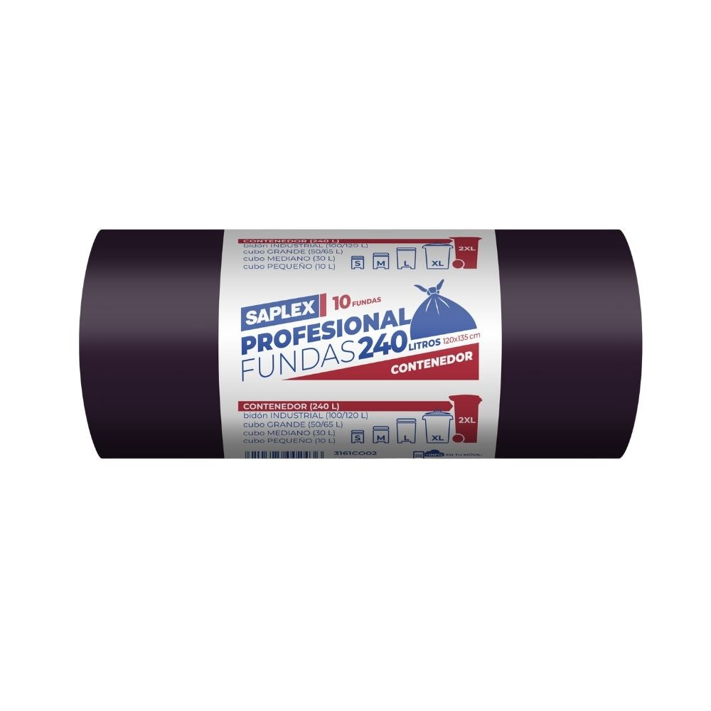 BOLSAS DE BASURA TIPO CONTENEDOR DE 240 L / 10 UN SAPLEX