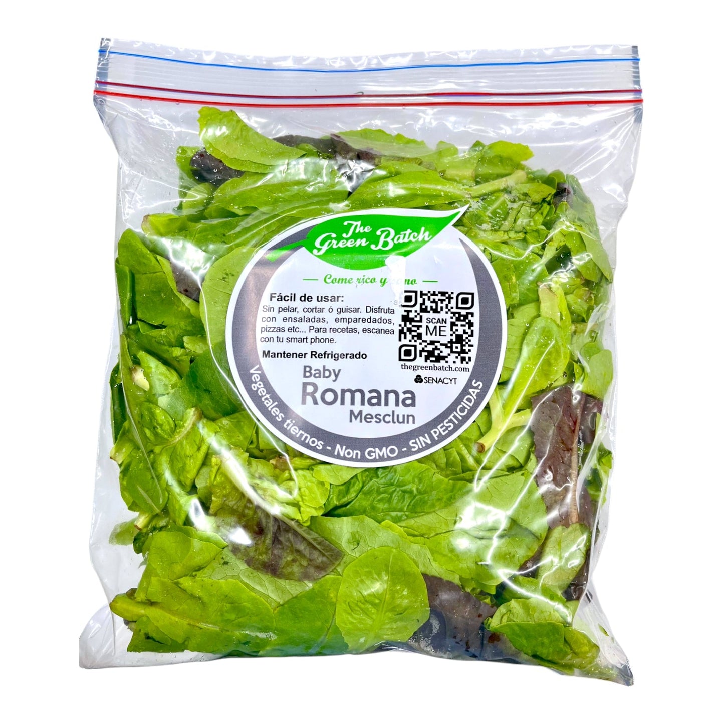 BABY ROMANA MESCLUN EMPACADA PESO APROX. DE 450 GR THE GREEN BATCH