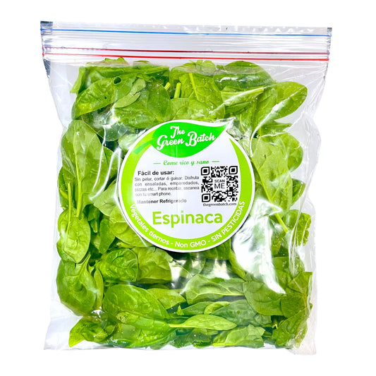 ESPINACA EMPACADA PESO APROX. DE 230 GR THE GREEN BATCH