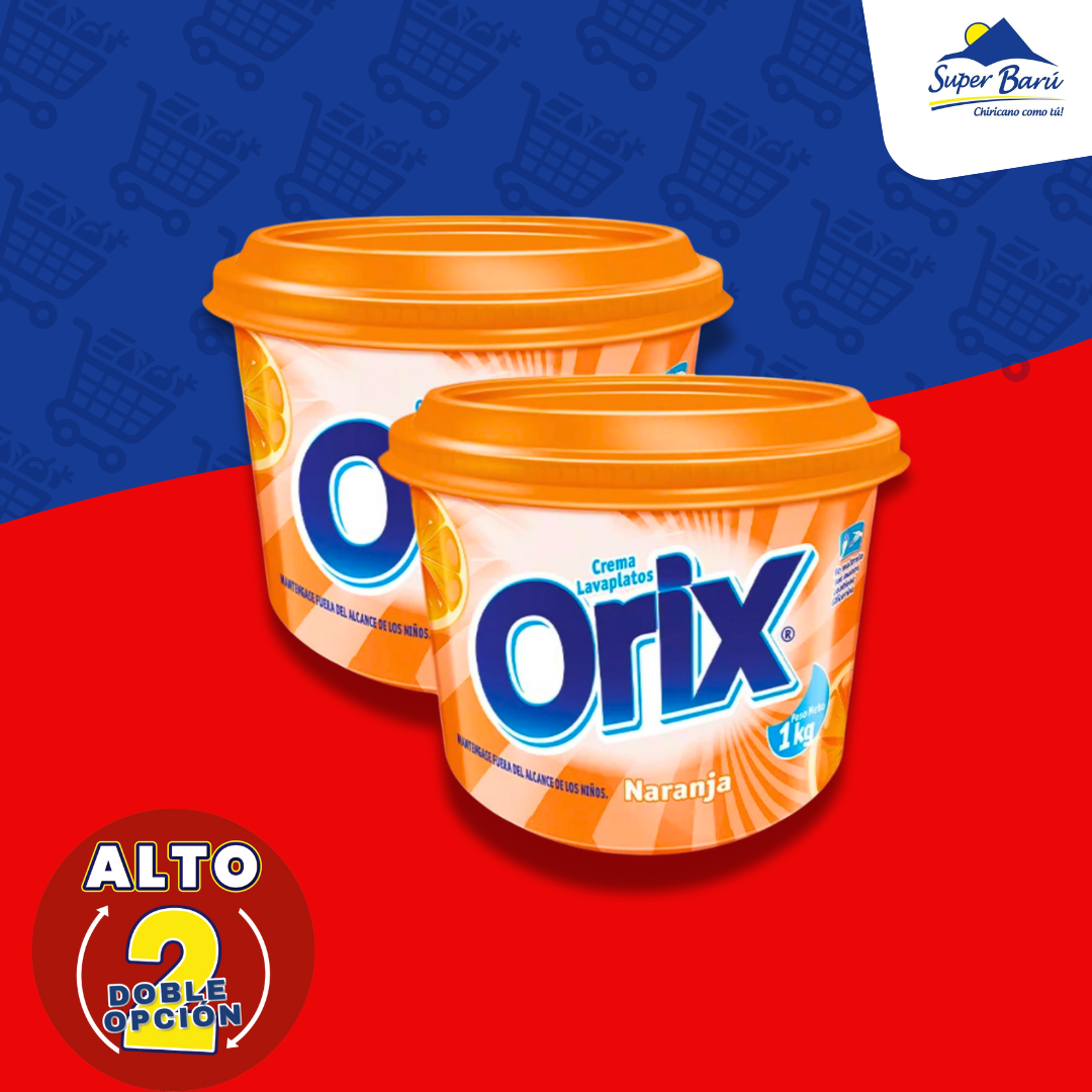 DUO DE LAVAPLATOS SABOR NARANJA DE 1 KG DOBLE OPCION ORIX MAGIC