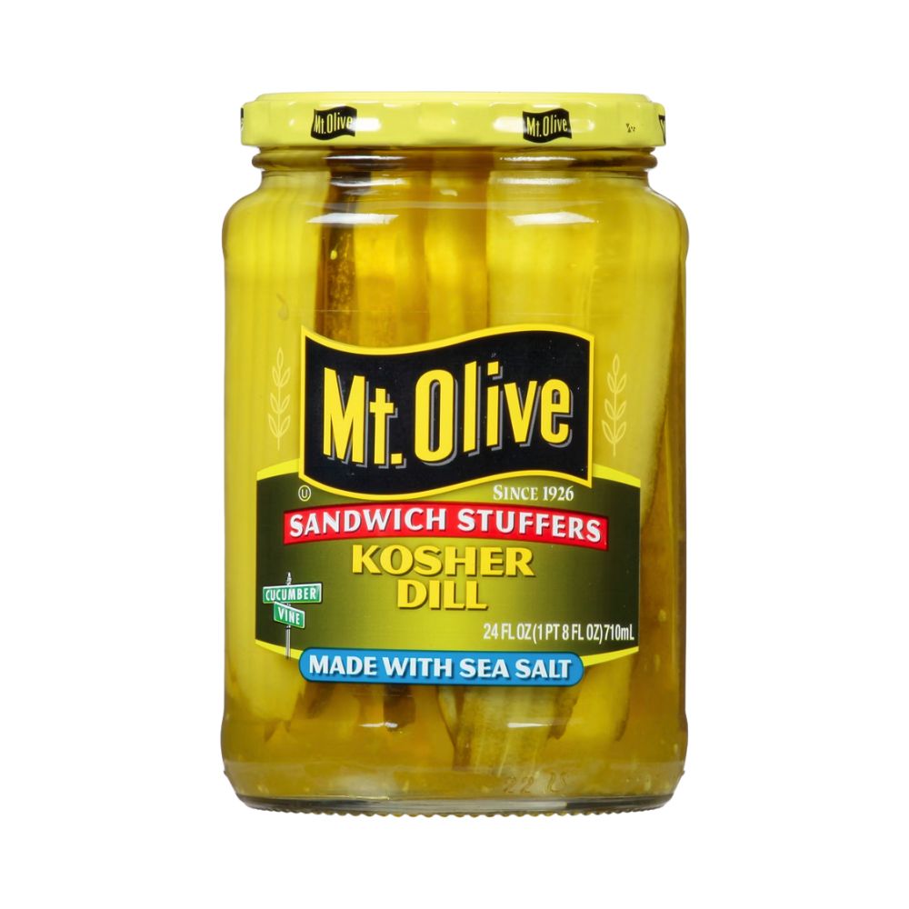 PEPINILLOS RELLENOS PARA SANDWICH CON ENELDO Y SAL MARINA 24 OZ MT.OLIVE