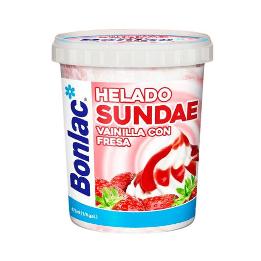HELADO SUNDAE VAINILLA CON FRESA 850 ML BONLAC