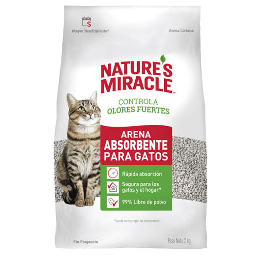 ARENA ABSORBENTE GATOS 2 KG NATURES MIRACLE