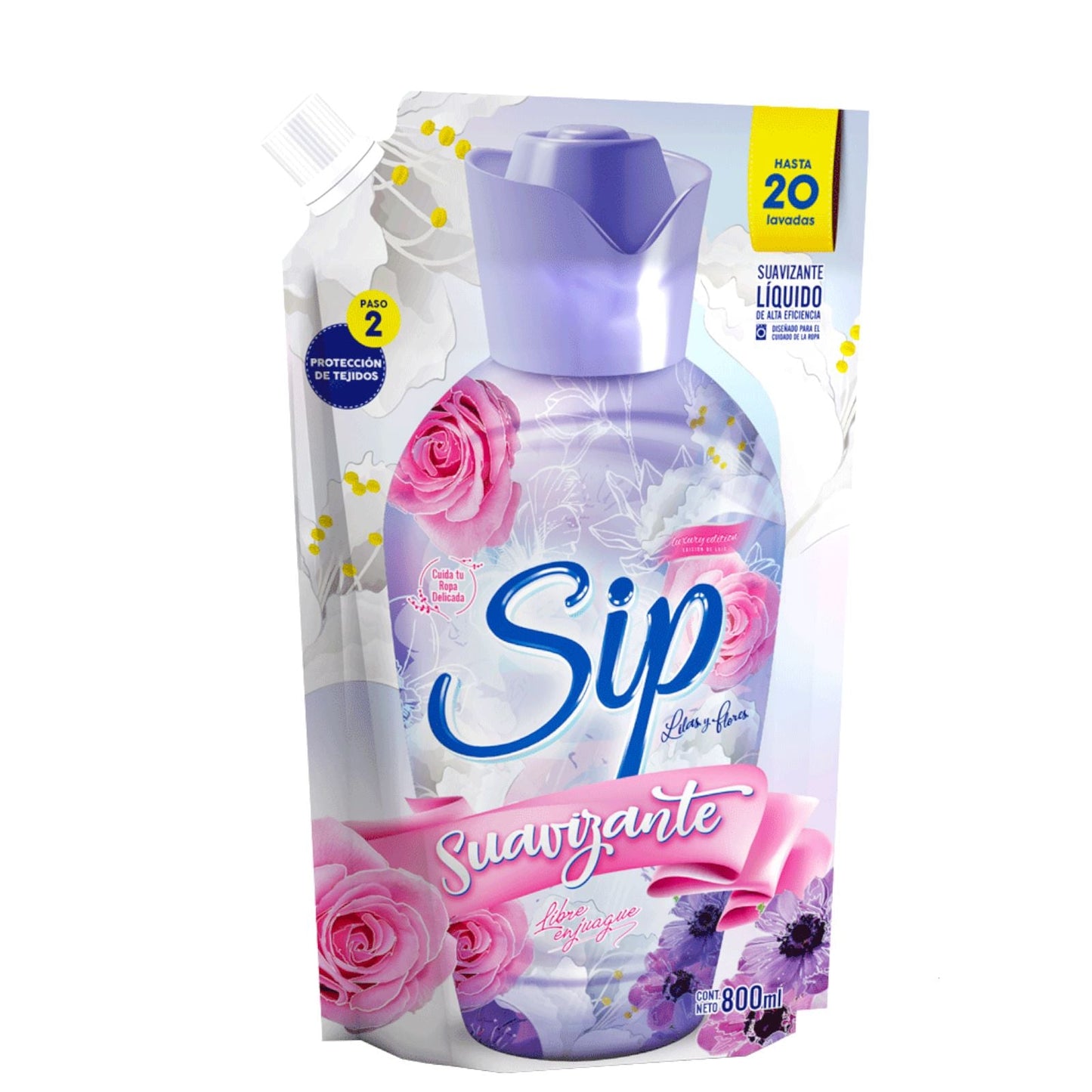 SUAVIZANTE PARA TELA AROMA LILAS Y FLORES 800 ML SIP