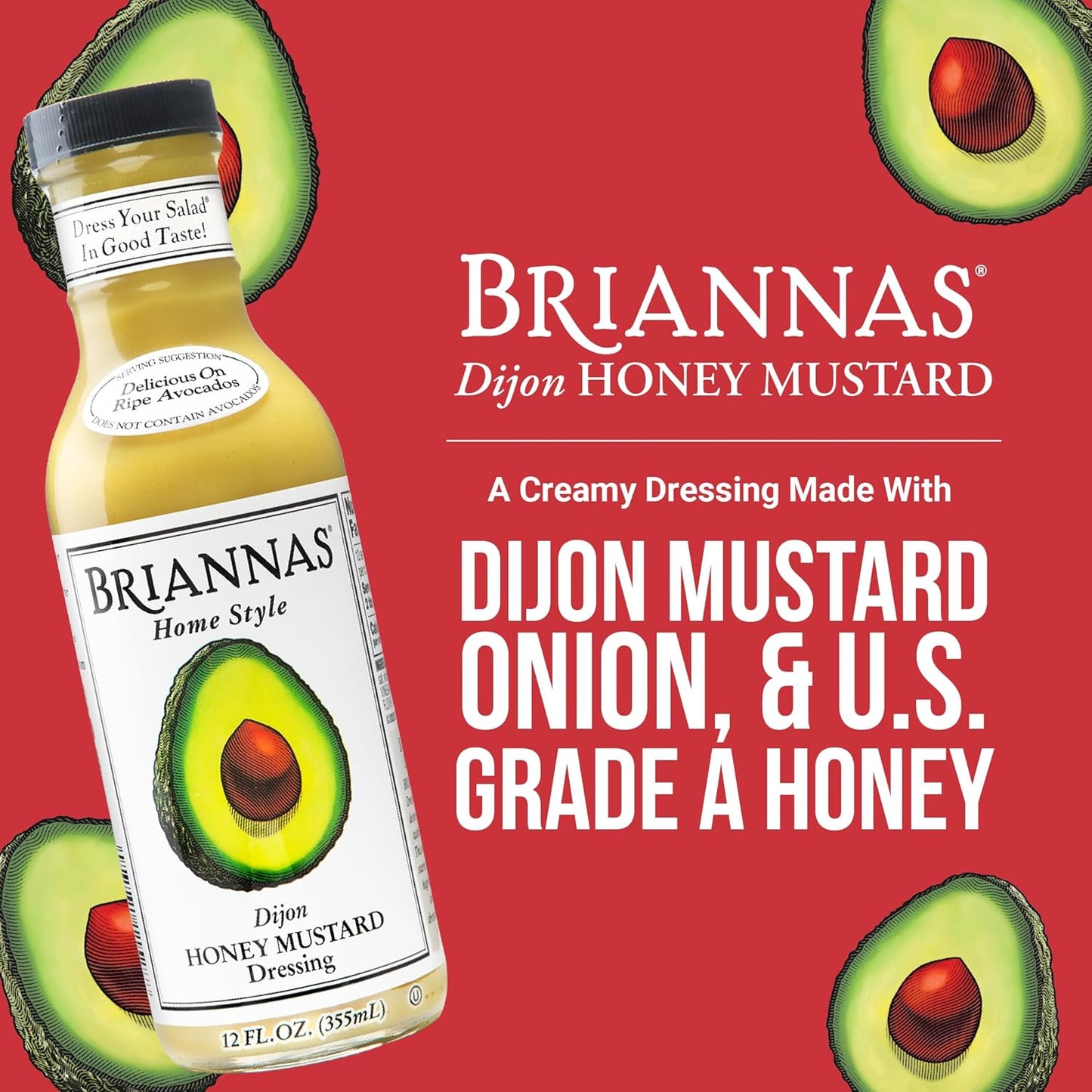 ADEREZO DIJON HONEY MUSTARD 12oz BRIANNAS HOME STYLE