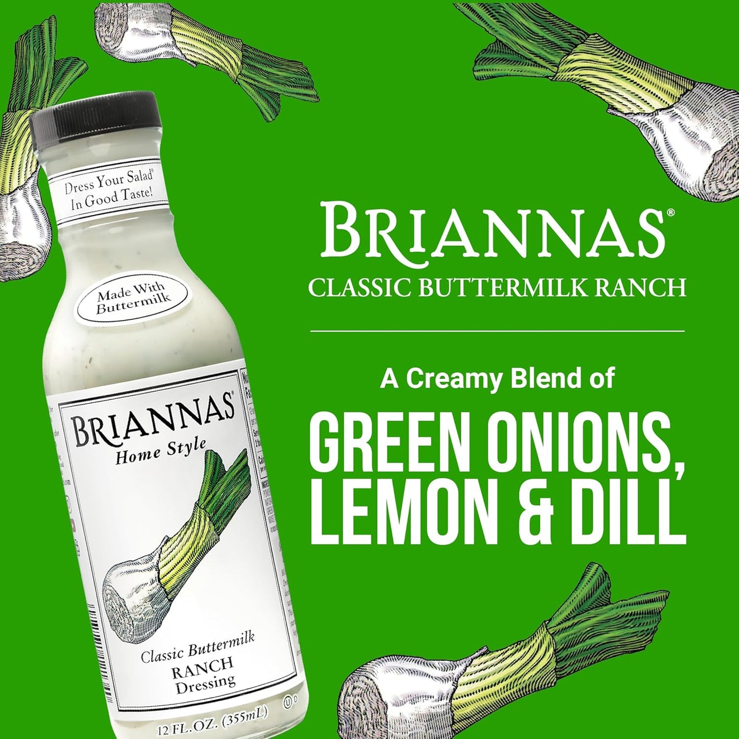 CLASSIC BUTTERMILK RANCH DRESSING 12oz BRIANNAS HOME STYLE