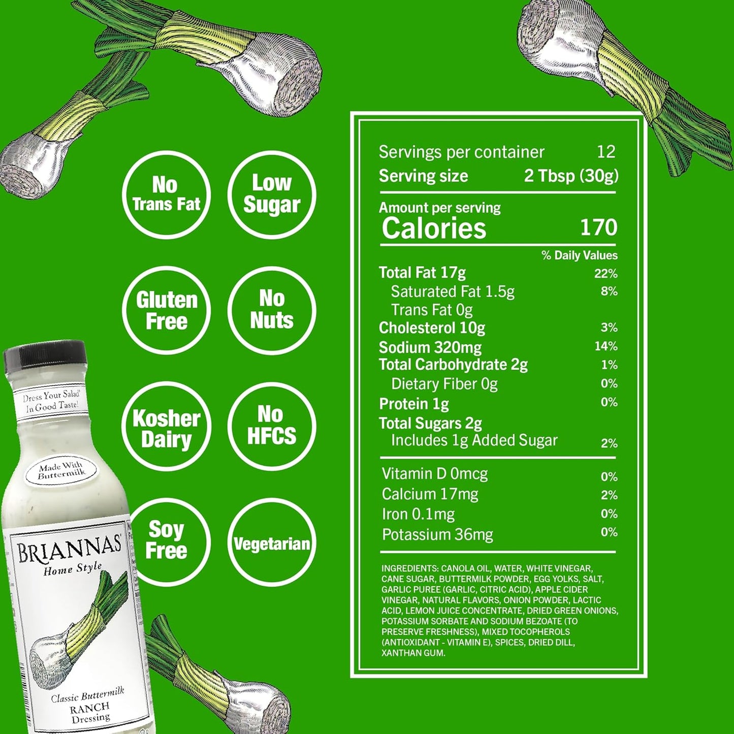 CLASSIC BUTTERMILK RANCH DRESSING 12oz BRIANNAS HOME STYLE