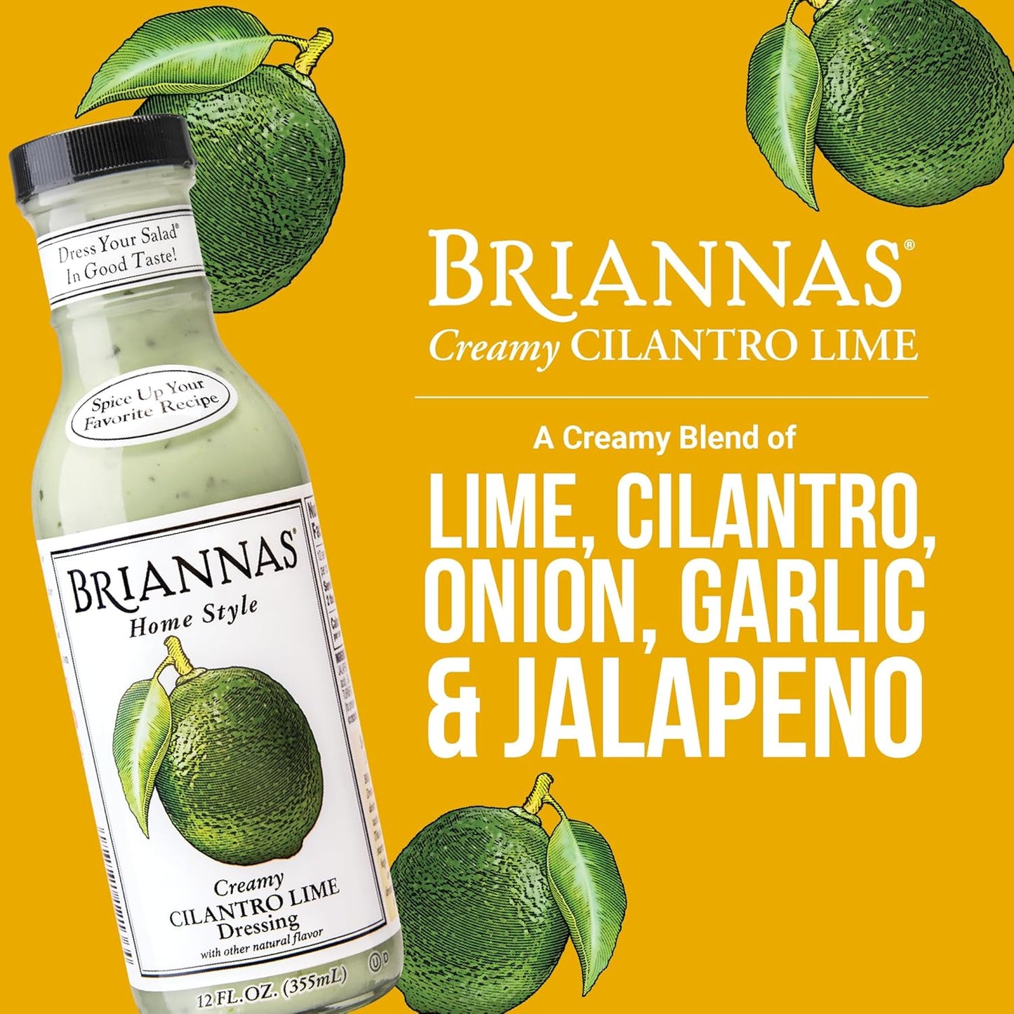 CREAMY CILANTRO LIME DRESSING 12oz BRIANNAS HOME STYLE