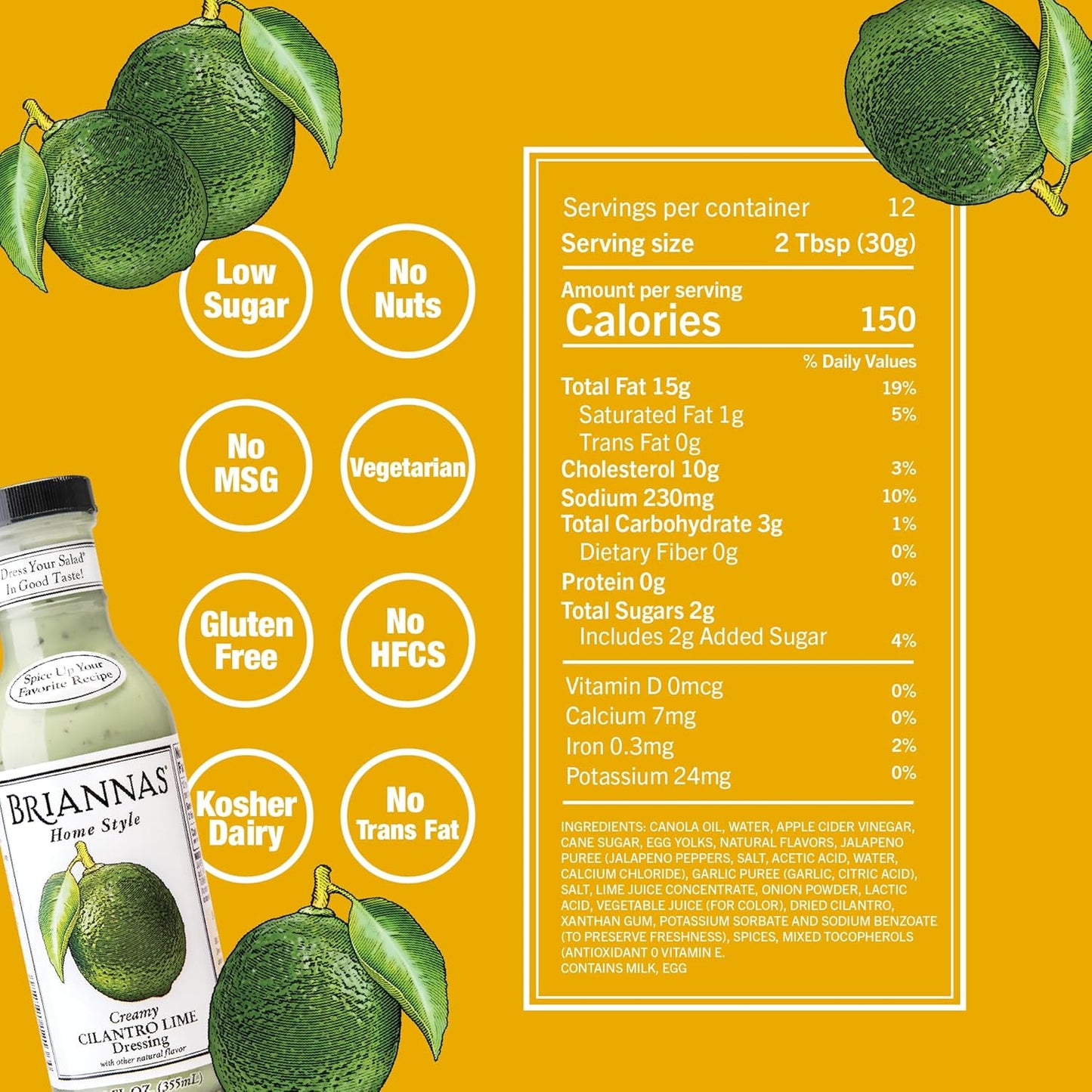 CREAMY CILANTRO LIME DRESSING 12oz BRIANNAS HOME STYLE