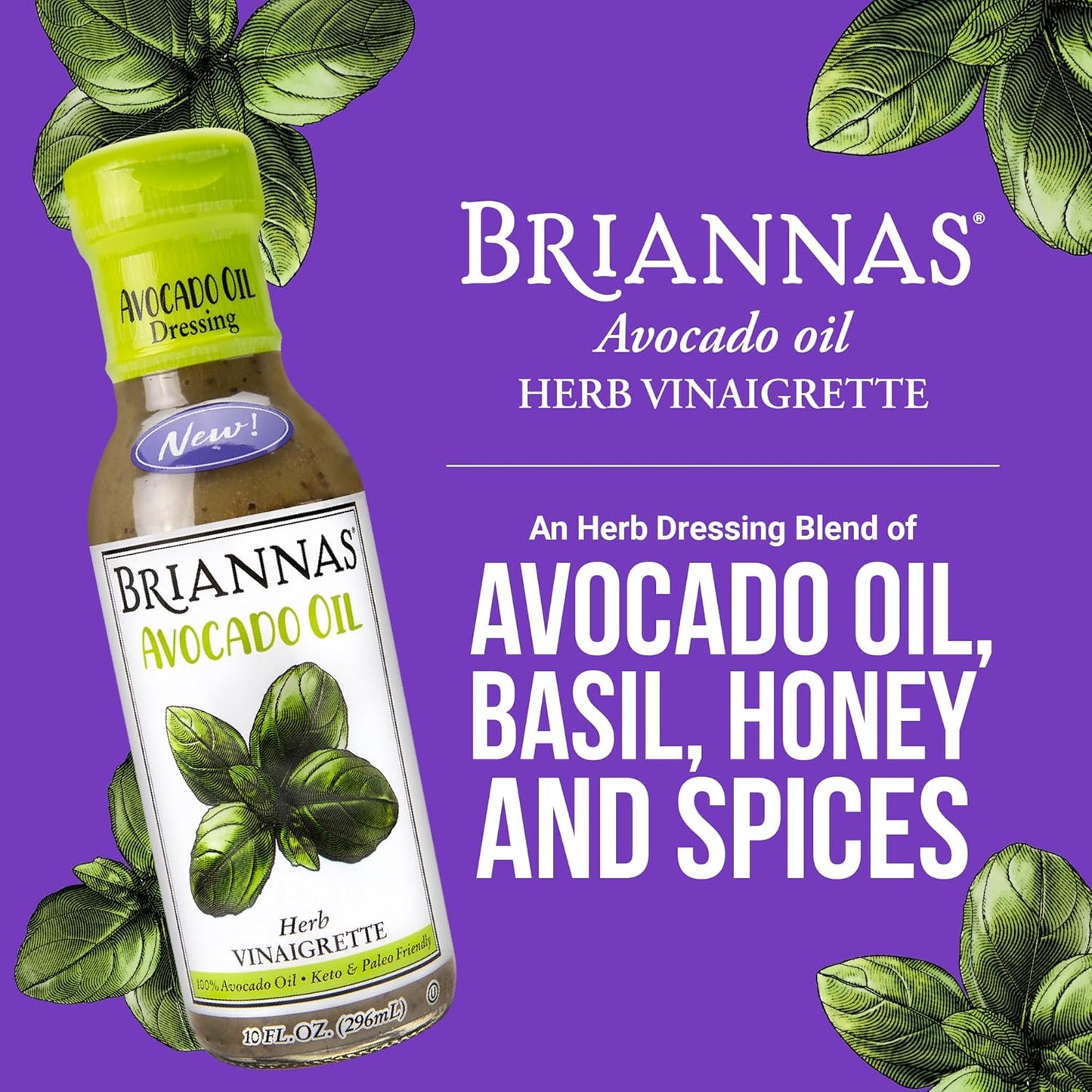 AVOCADO OIL HERB VINAIGRETTE 10oz BRIANNAS HOME STYLE