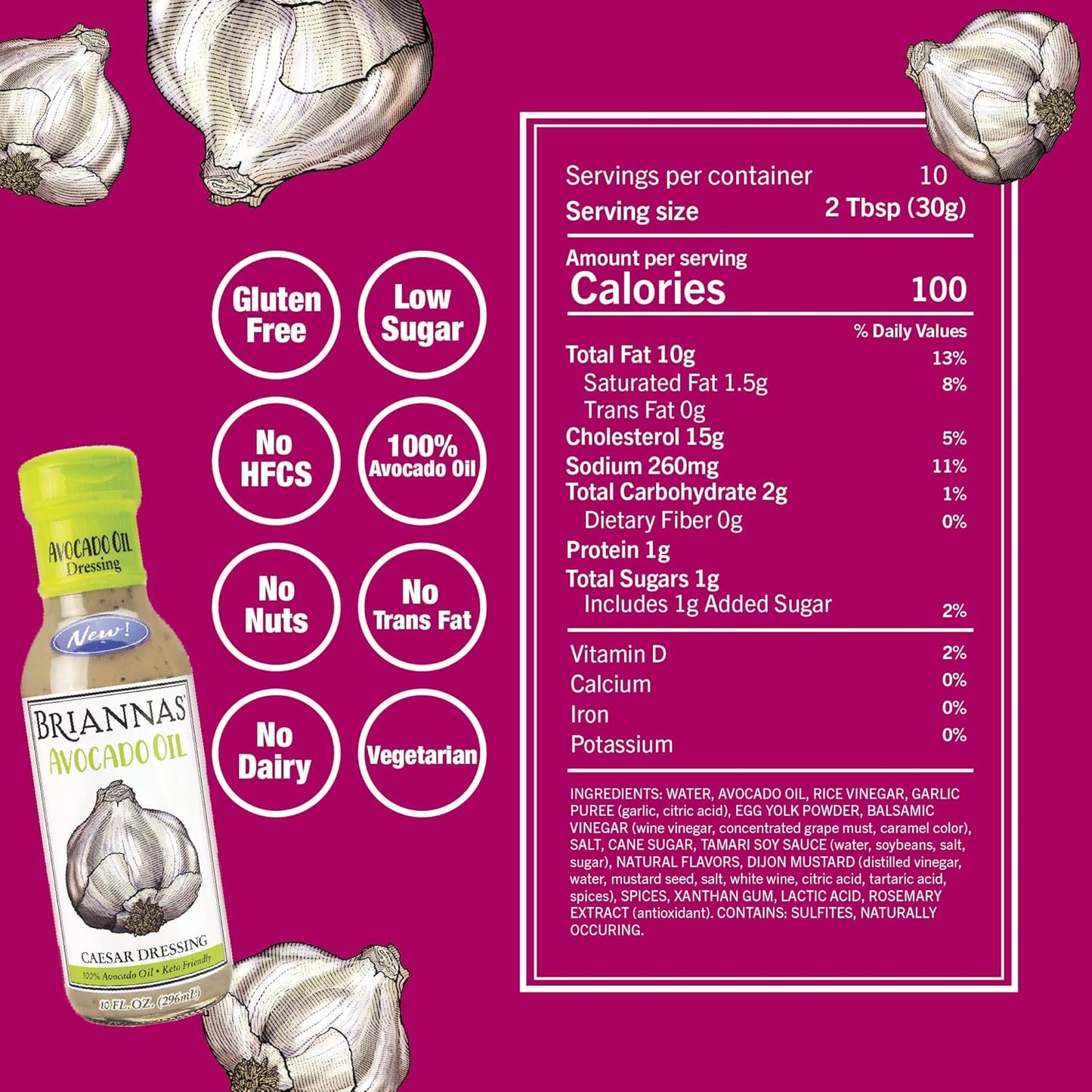 AVOCADO OIL CAESAR DRESSING 10oz BRIANNAS HOME STYLE