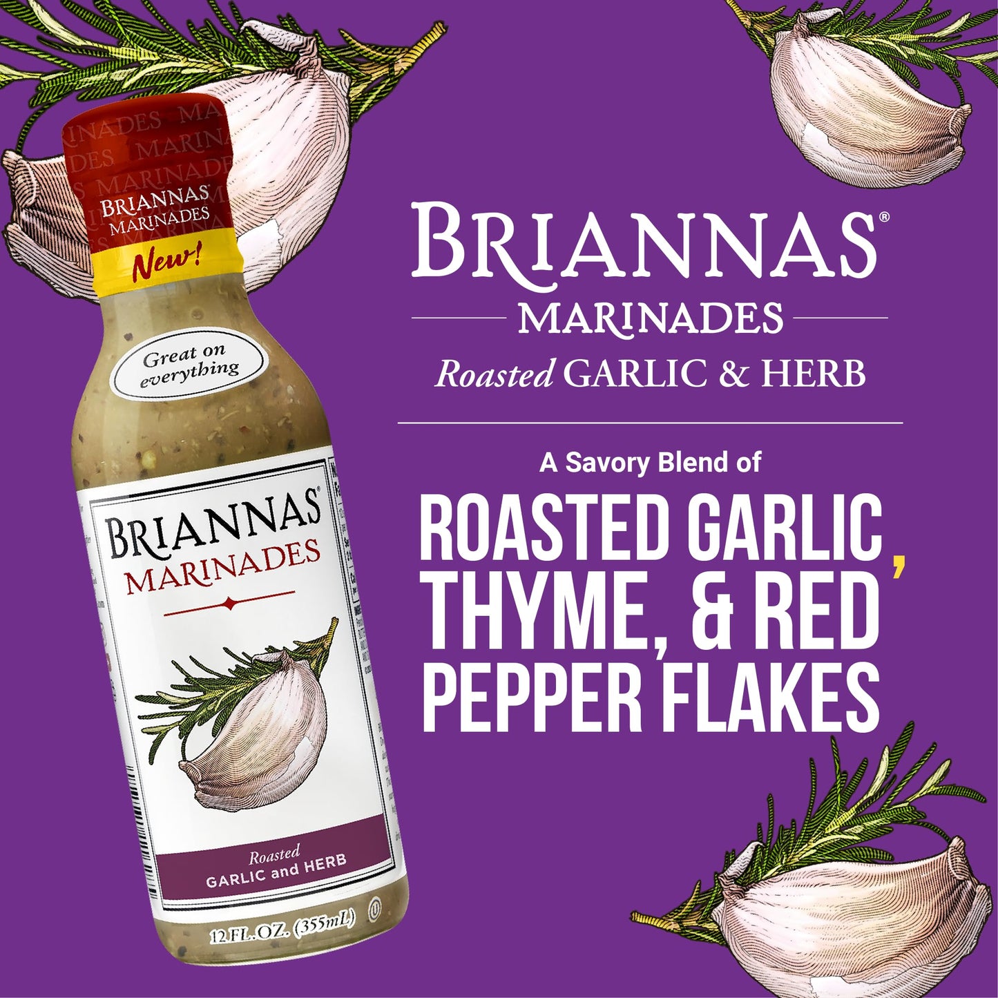 ROASTED GARLIC AND HERB DRESSING 12oz BRIANAS HOME STYLE