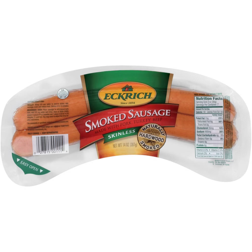 SKINLESS SMOKED SAUSAGE 14 OZ ECKRICH