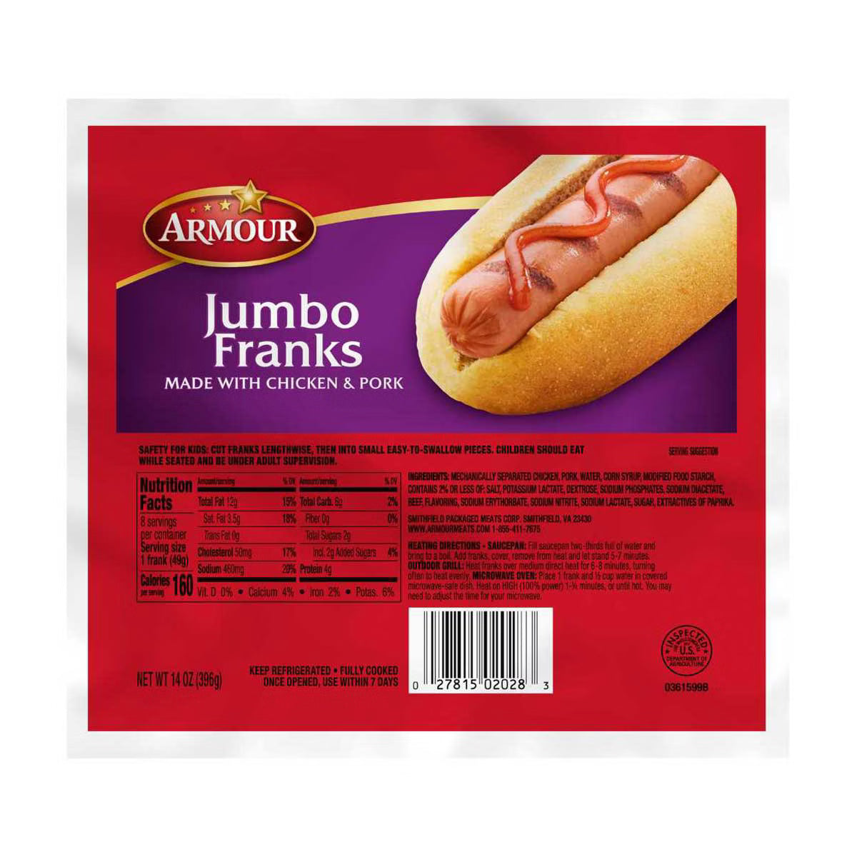 JUMBO FRANKS CHICKEN&PORK 14 OZ ARMOUR