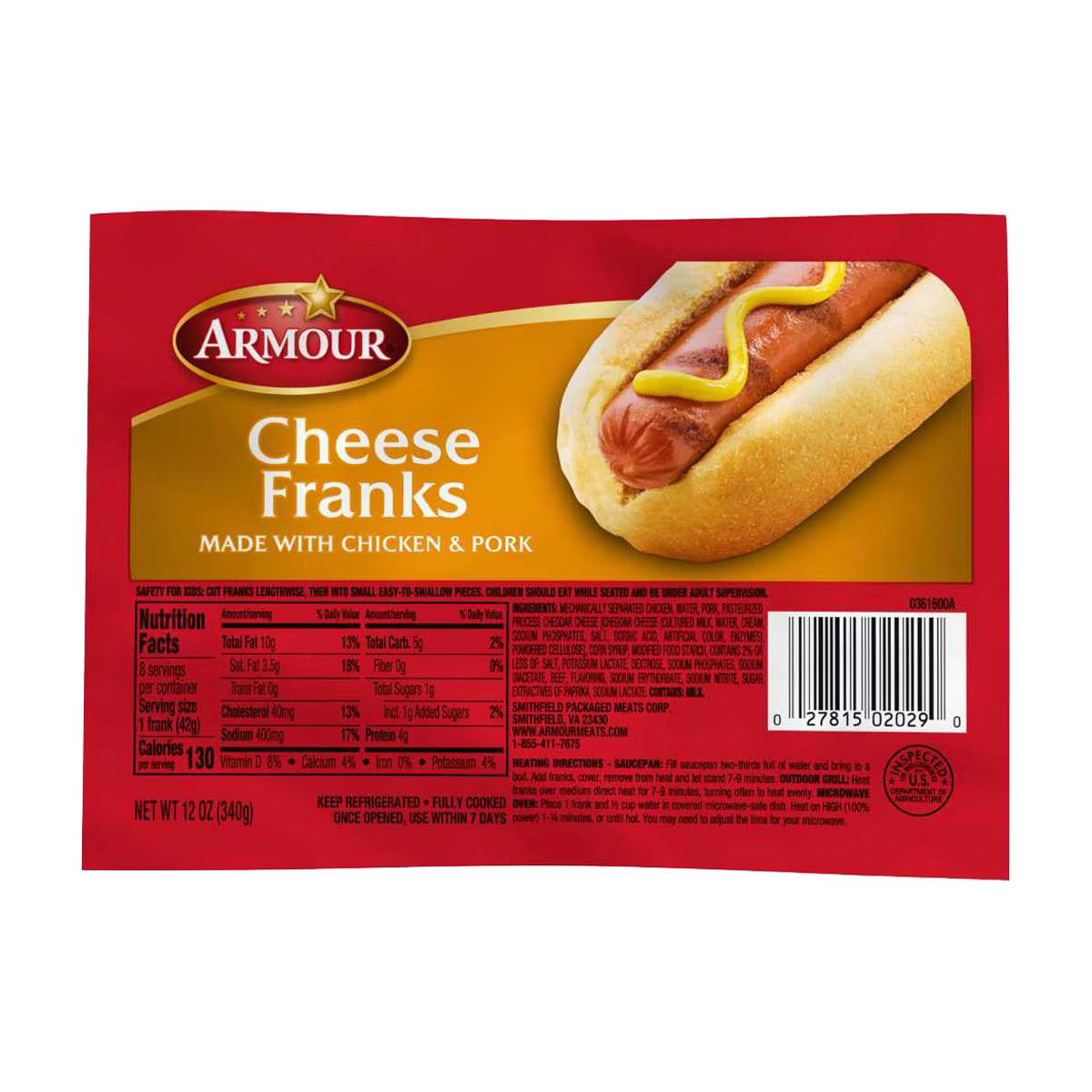 CHEESE FRANKS CHICKEN & PORK 12 OZ ARMOUR