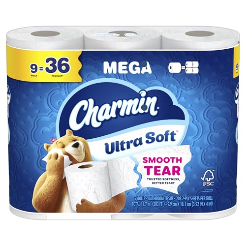 PAPEL HIGIENICO ULTRA SOFT MEGA 2PLY 9 ROLLOS CHARMIN