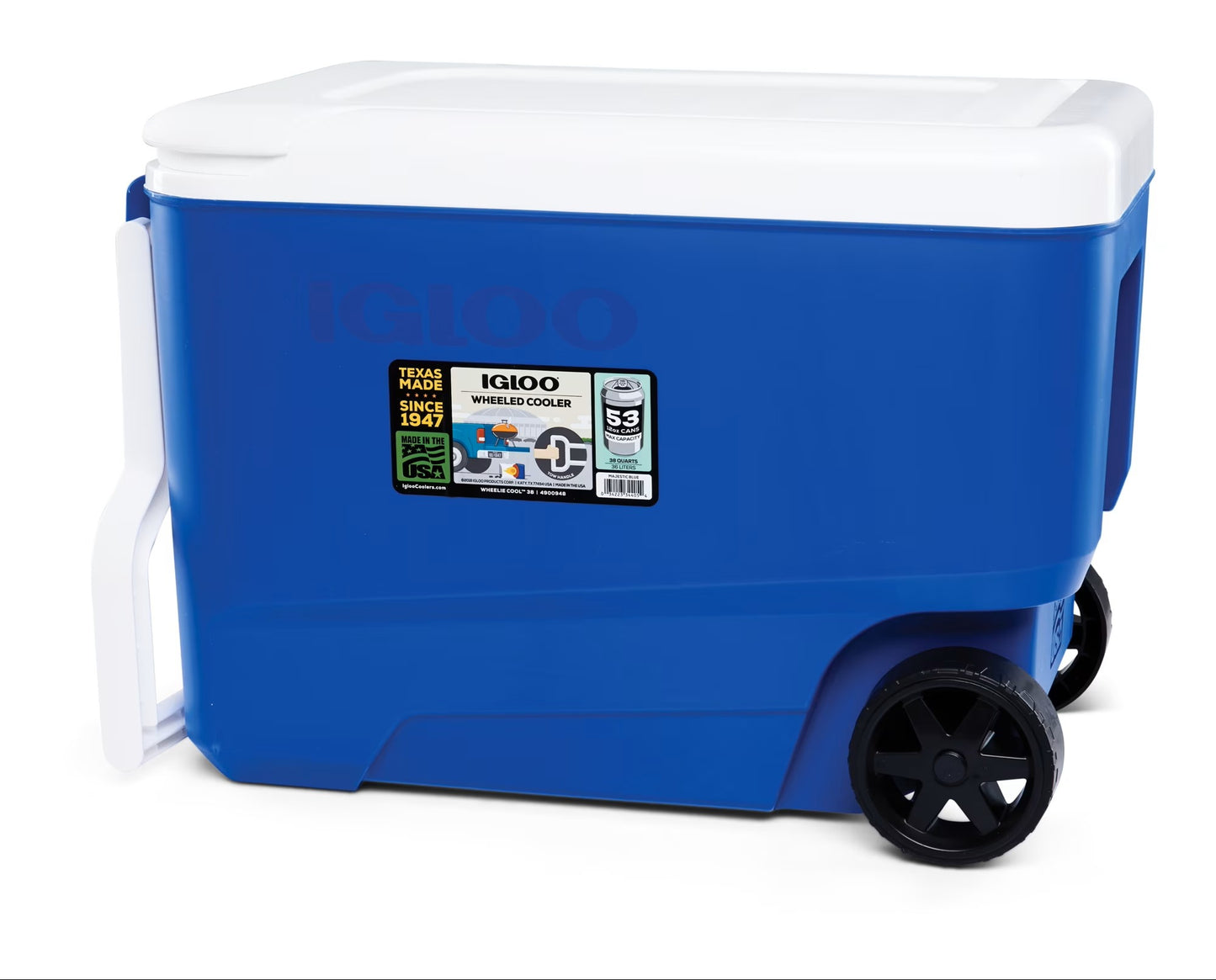 COOLER C/RUEDA-ASA MAJESTIC BLUE 38QTS IGLOO