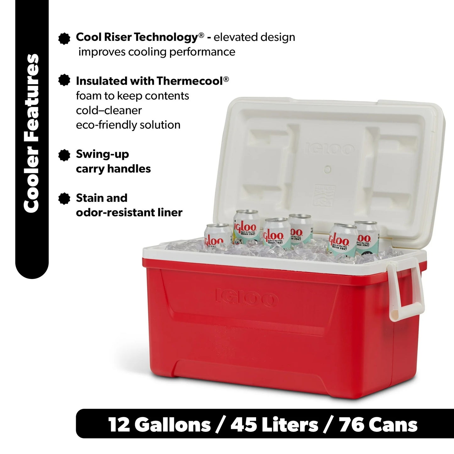 COOLER 48QT LAGUNA RED STAR IGLOO