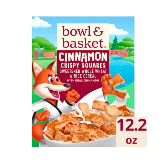 CEREAL CINNAMON CRISPY SQUARES 12.2 OZ BOWL & BASKET