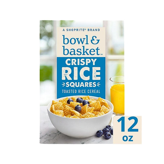 CEREAL CRISPY RICE SQUARES 12OZ BOWL & BASKET