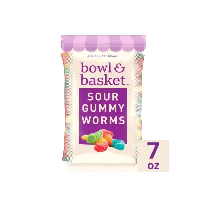 SOUR GUMMY WORMS GF 7oz BOWL & BASKET