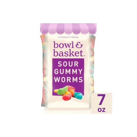 SOUR GUMMY WORMS GF 7oz BOWL & BASKET