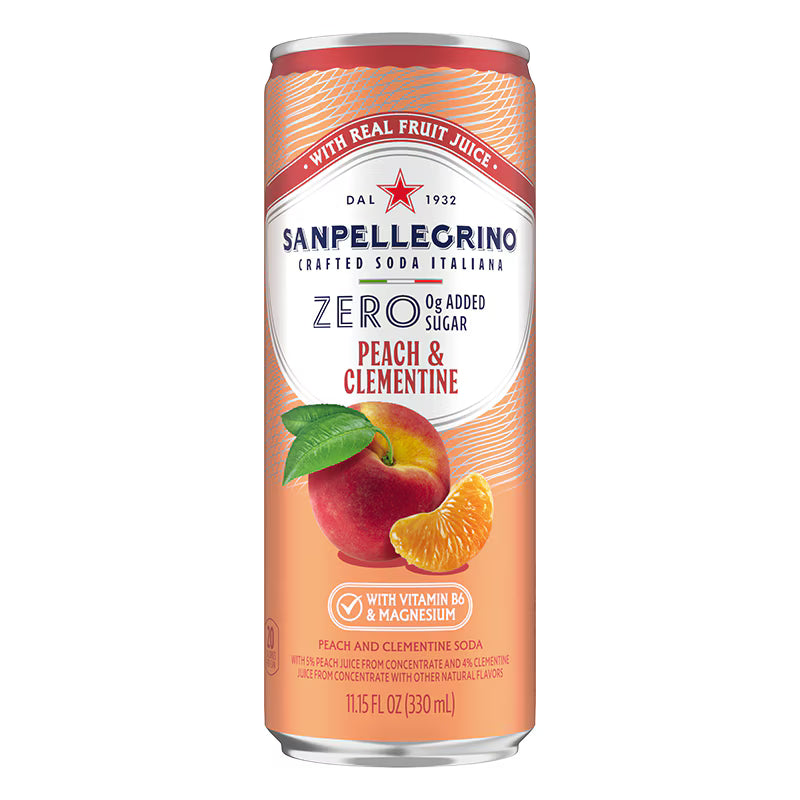 ZERO SUGAR PEACH CLEMENTINE SPARKLING DRINK 330ML SAN PELLEGRINO