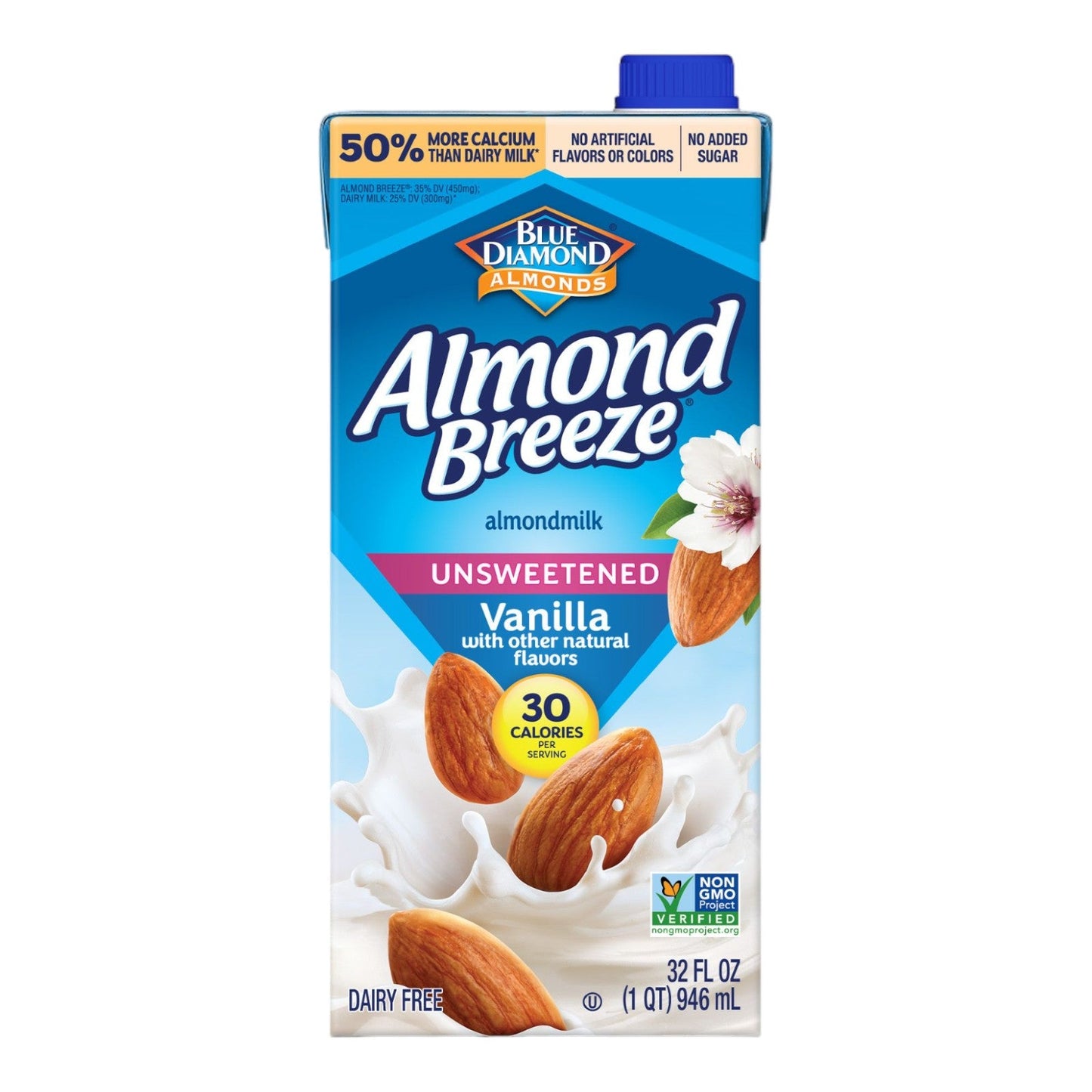 BEBIDA DE ALMENDRA VAINILLA SIN AZUCAR 32 OZ BLUE DIAMOND