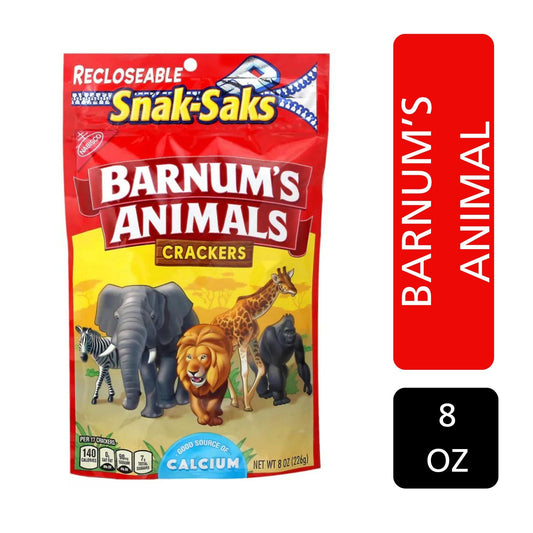 BARNUM'S ANIMAL CRACKERS SNAK SAKS 8 OZ NABISCO