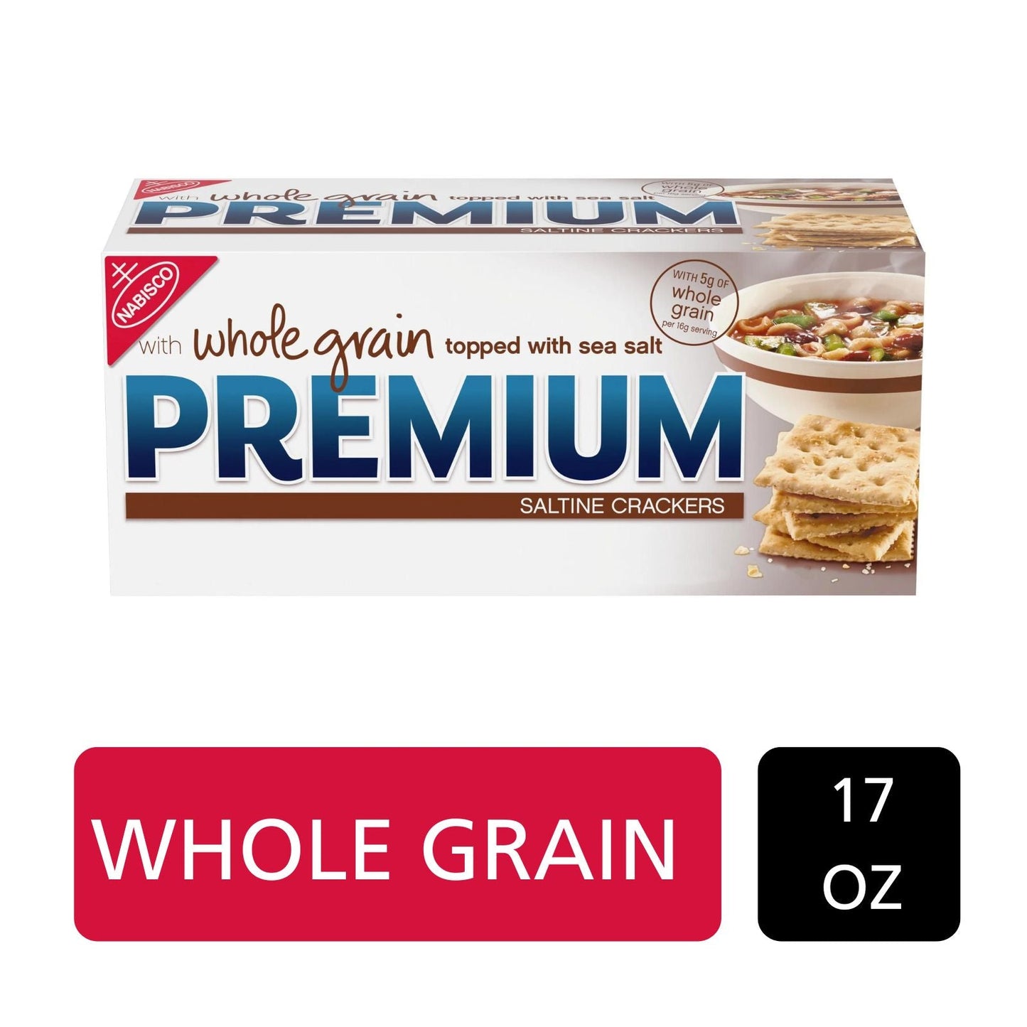 PREMIUM WHOLE GRAIN SALTINE CRACKERS 17 OZ NABISCO