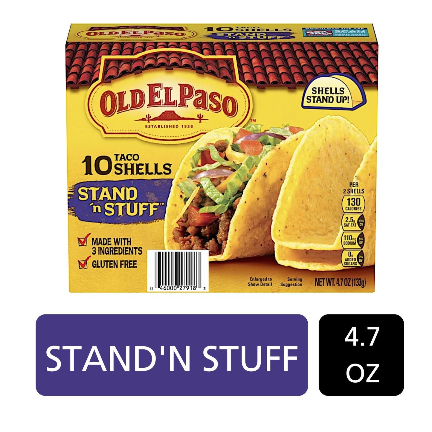 TACO SHELLS STAND'N STUFF 10 UNI 4.7 OZ OLD EL PASO