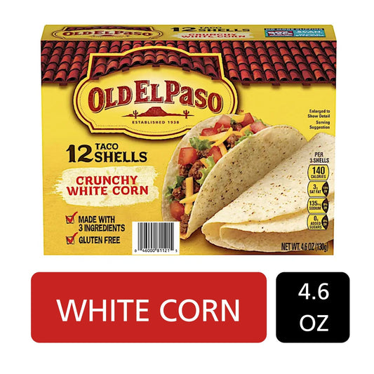 TACO SHELLS CRUNCHY WHITE CORN 12 UNI 4.6 OZ. OLD EL PASO