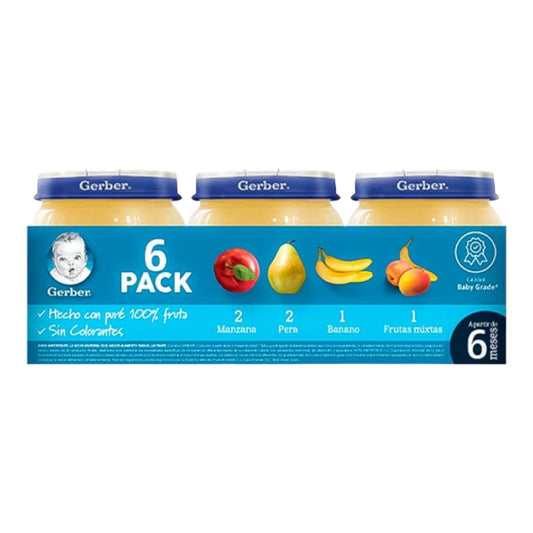 COLADO EN 6PACK DE SABORES VARIADOS 113 GR C/U GERBER