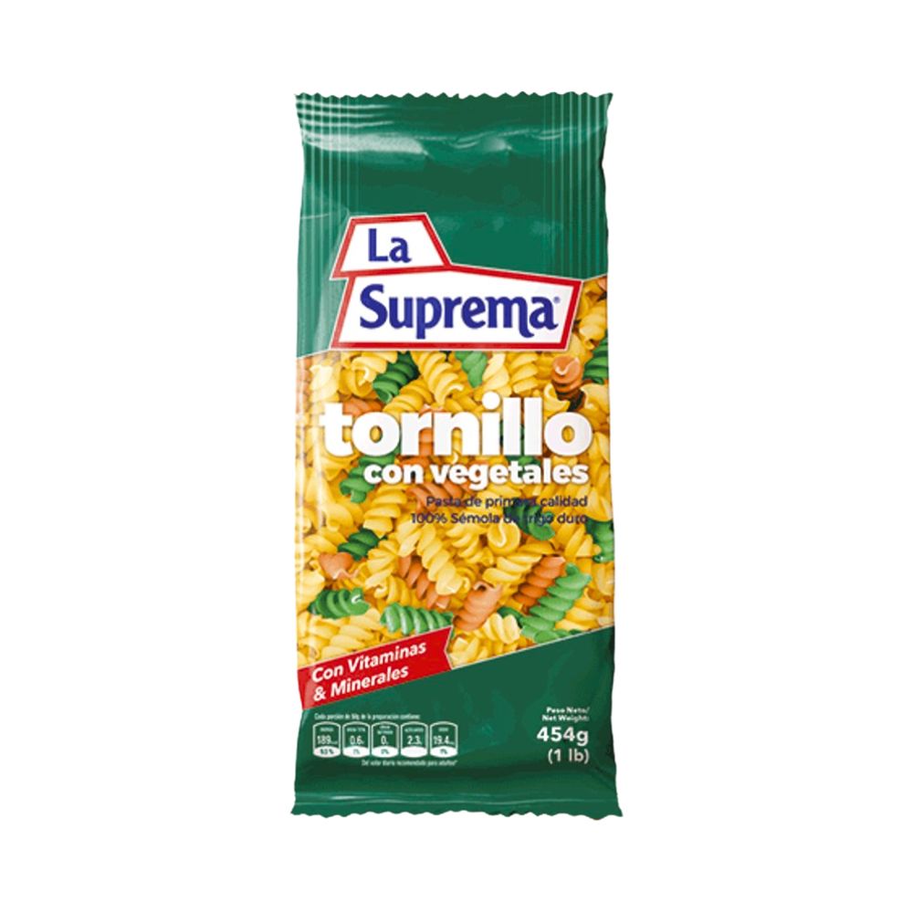 PASTA TORNILLOS CON VEGETALES 454GR LA SUPREMA