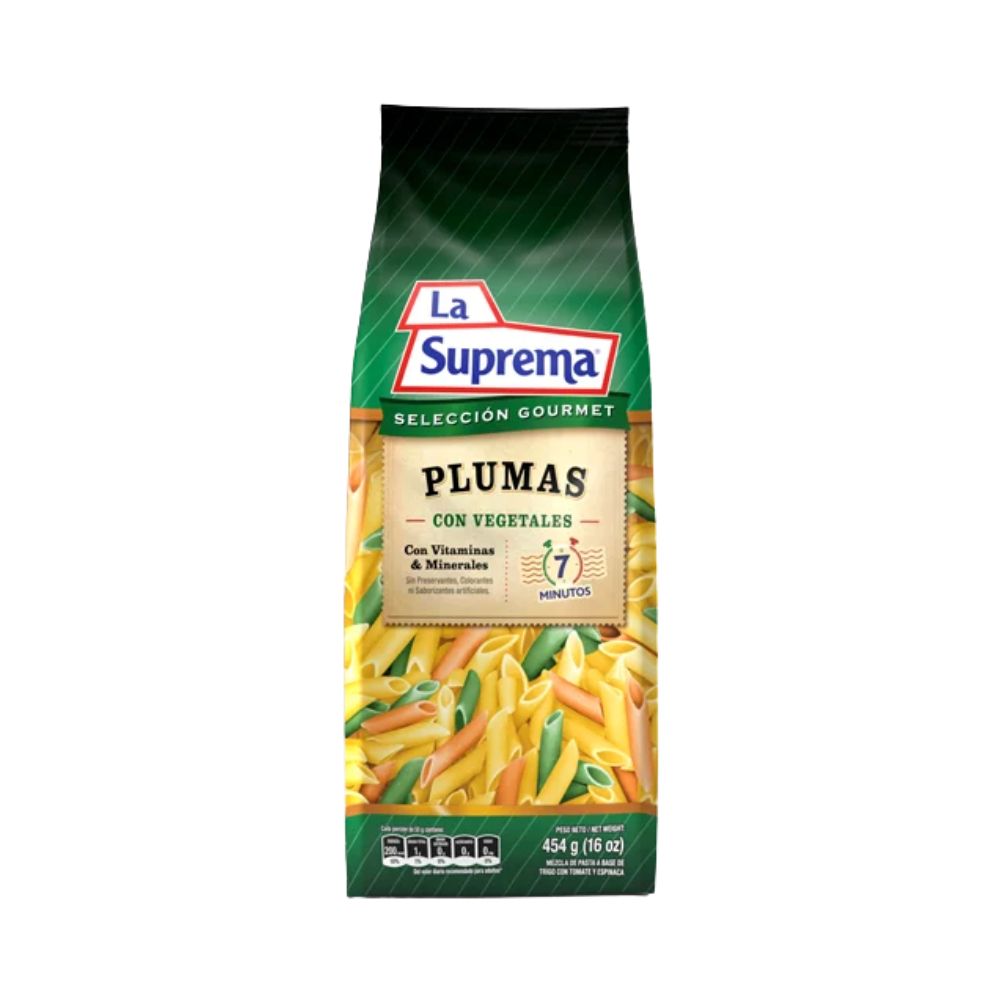 PASTA PLUMAS CON VEGETALES 454GR LA SUPREMA