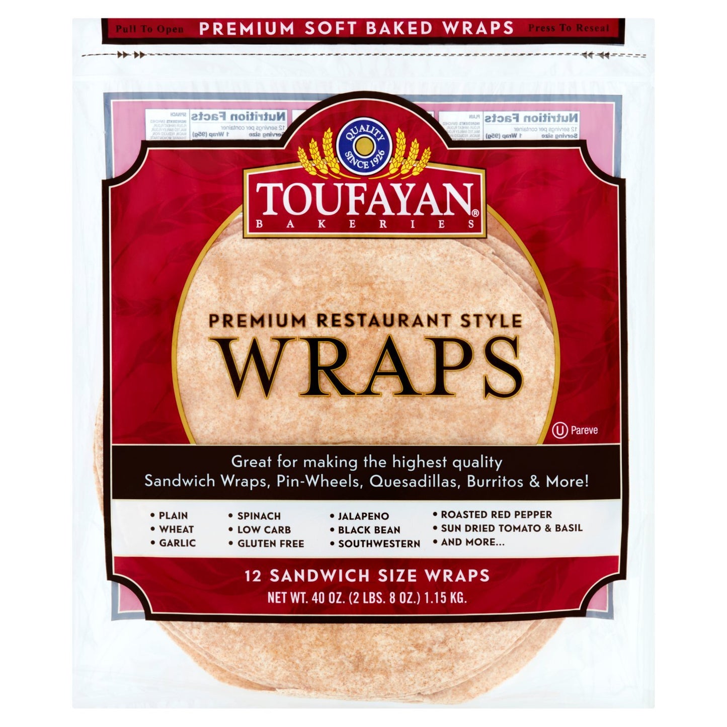 WHEAT WRAPS 40 OZ TOUFAYAN