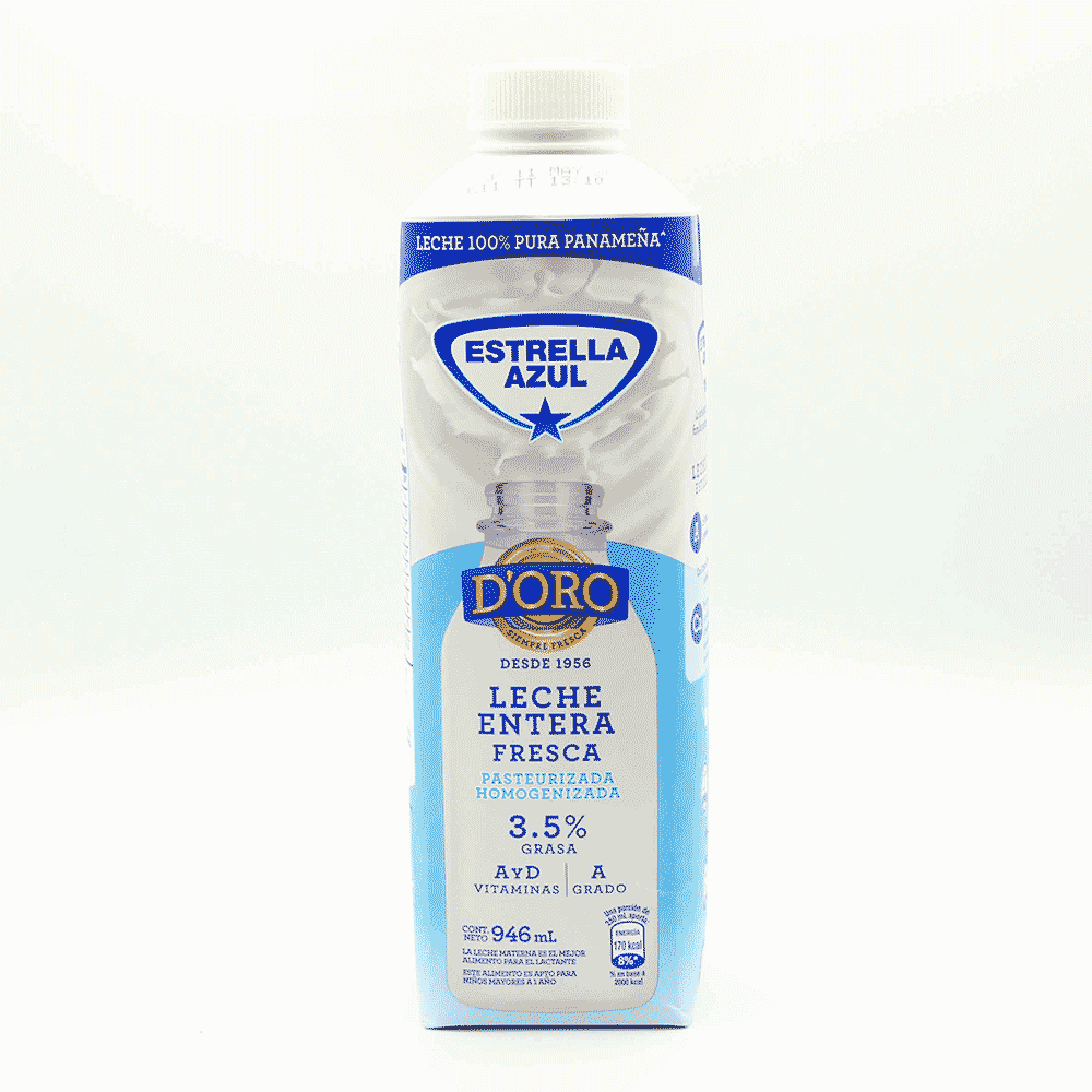 LECHE D'ORO ENTERA GRADO "A" 3.5% 946 ML ESTRELLA AZUL