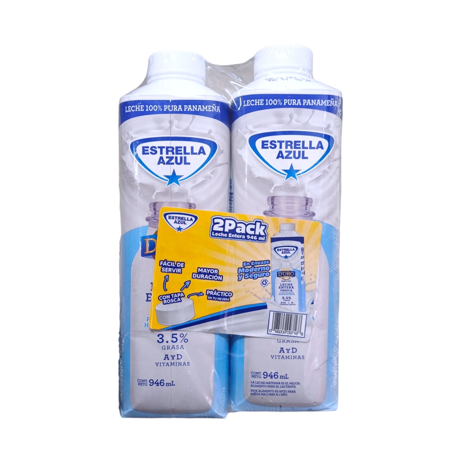 LECHE ENTERA FRESCA 2PACK 946 ML ESTRELLA AZUL