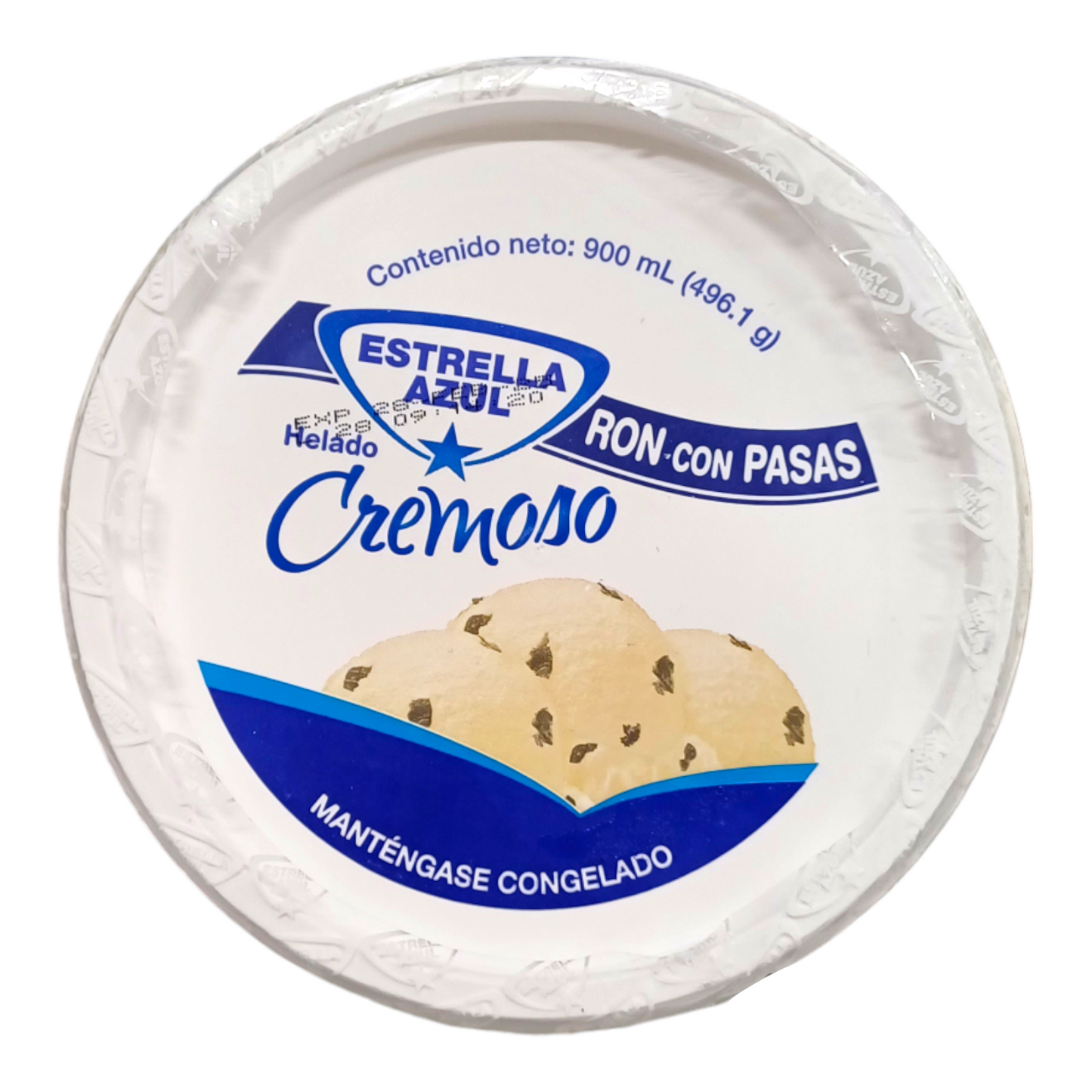 HELADO DE RON CON PASAS 900 ML ESTRELLA AZUL